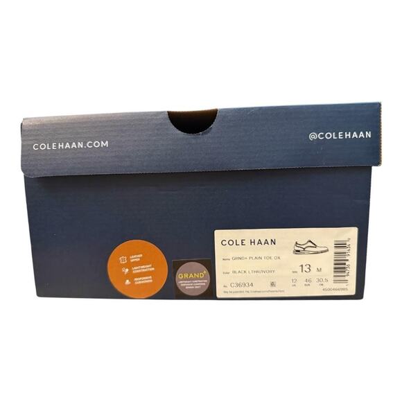 Cole Haan Grand + Plain Toe Oxford Black Leather Men size 13 NEW - Picture 6 of 6